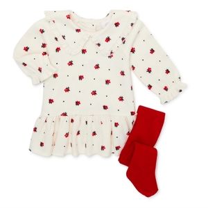 Baby Girl Dress and Tights Outfit Set